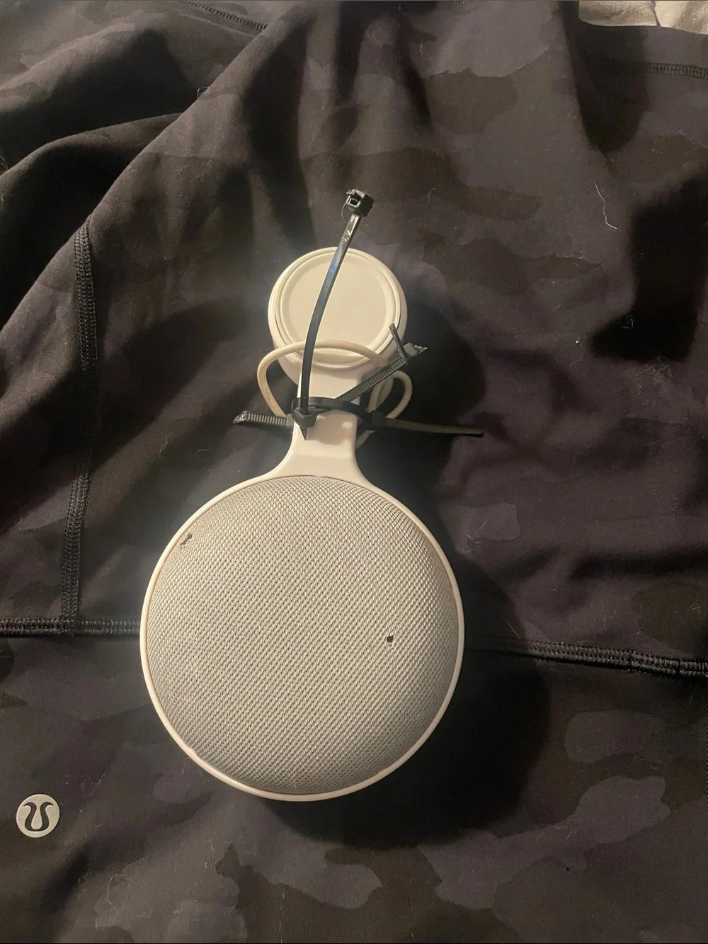 Google White Portable Bluetooth Speaker with Light Gray Mesh